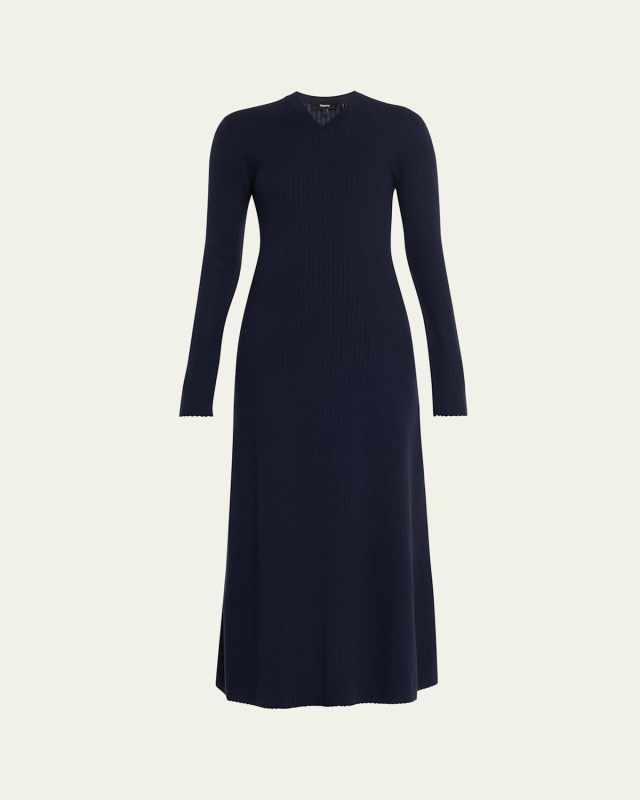 Long-Sleeve Regal Wool Maxi Dress